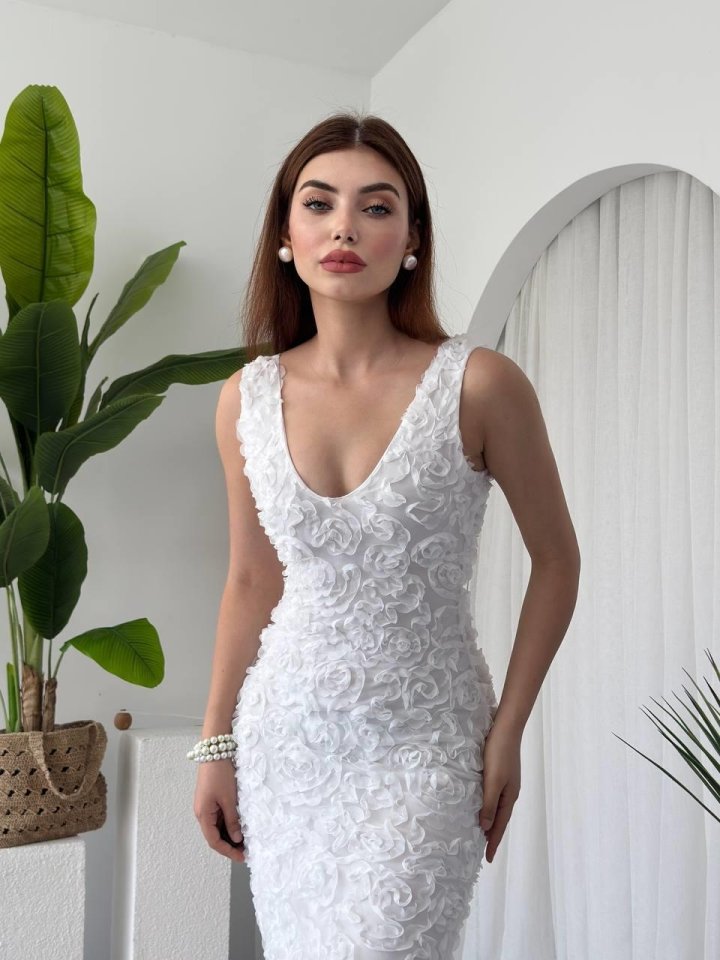 Kren Gül Detaylı Elbise
