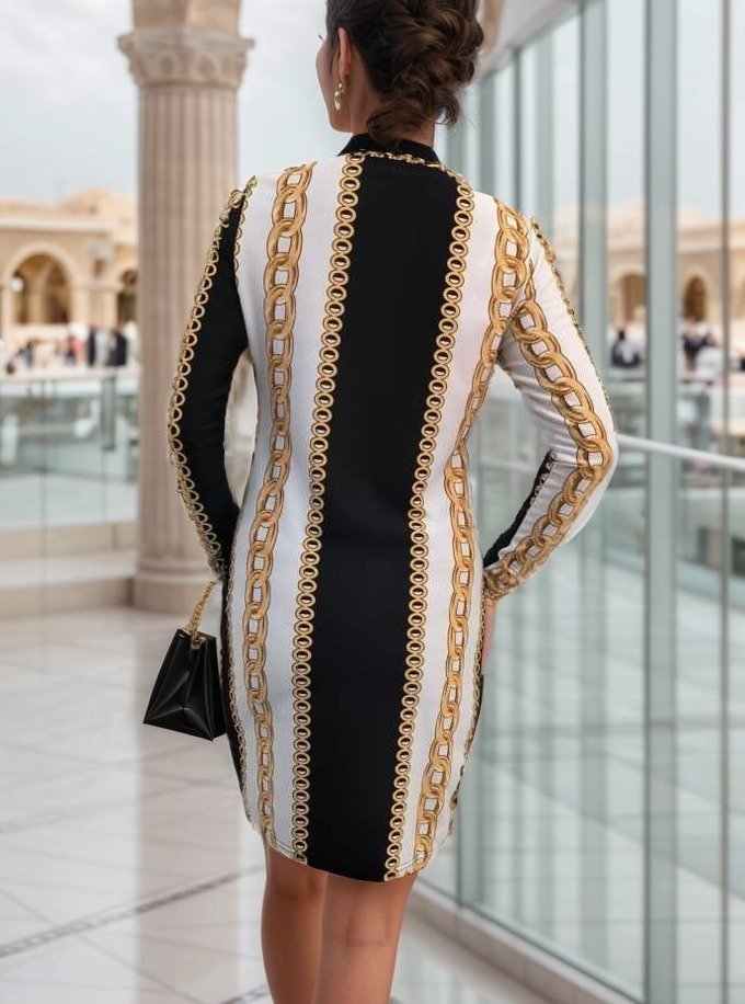 Kadın Uzun Kollu Bisiklet Yaka Scuba Midi Boy Elbise