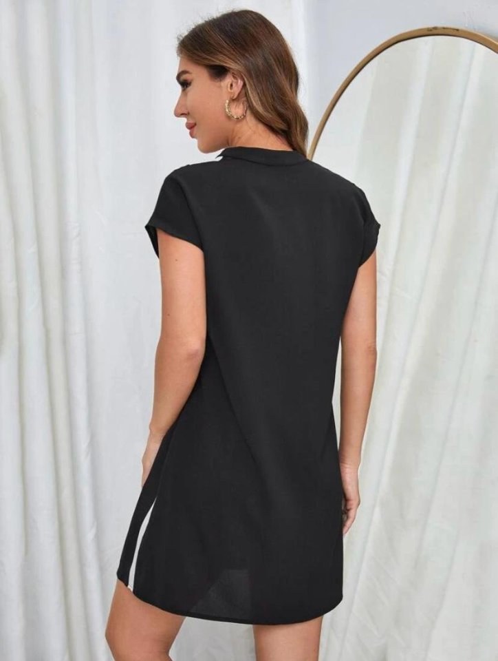 Kadın Dalga Desenli Mini Elbise