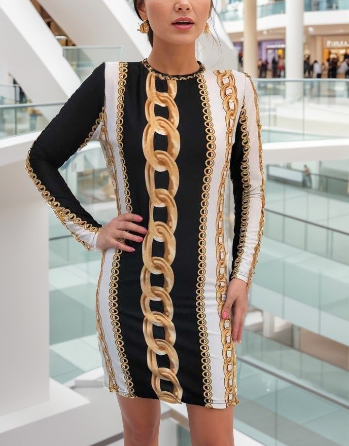 Kadın Uzun Kollu Bisiklet Yaka Scuba Midi Boy Elbise