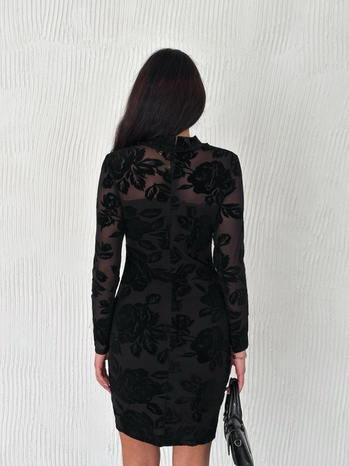 Kadin Dantel Detay Mini Kalem Elbise