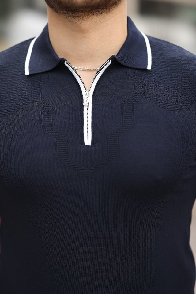 Erkek Polo Yaka Yarım Fermuar Tişört