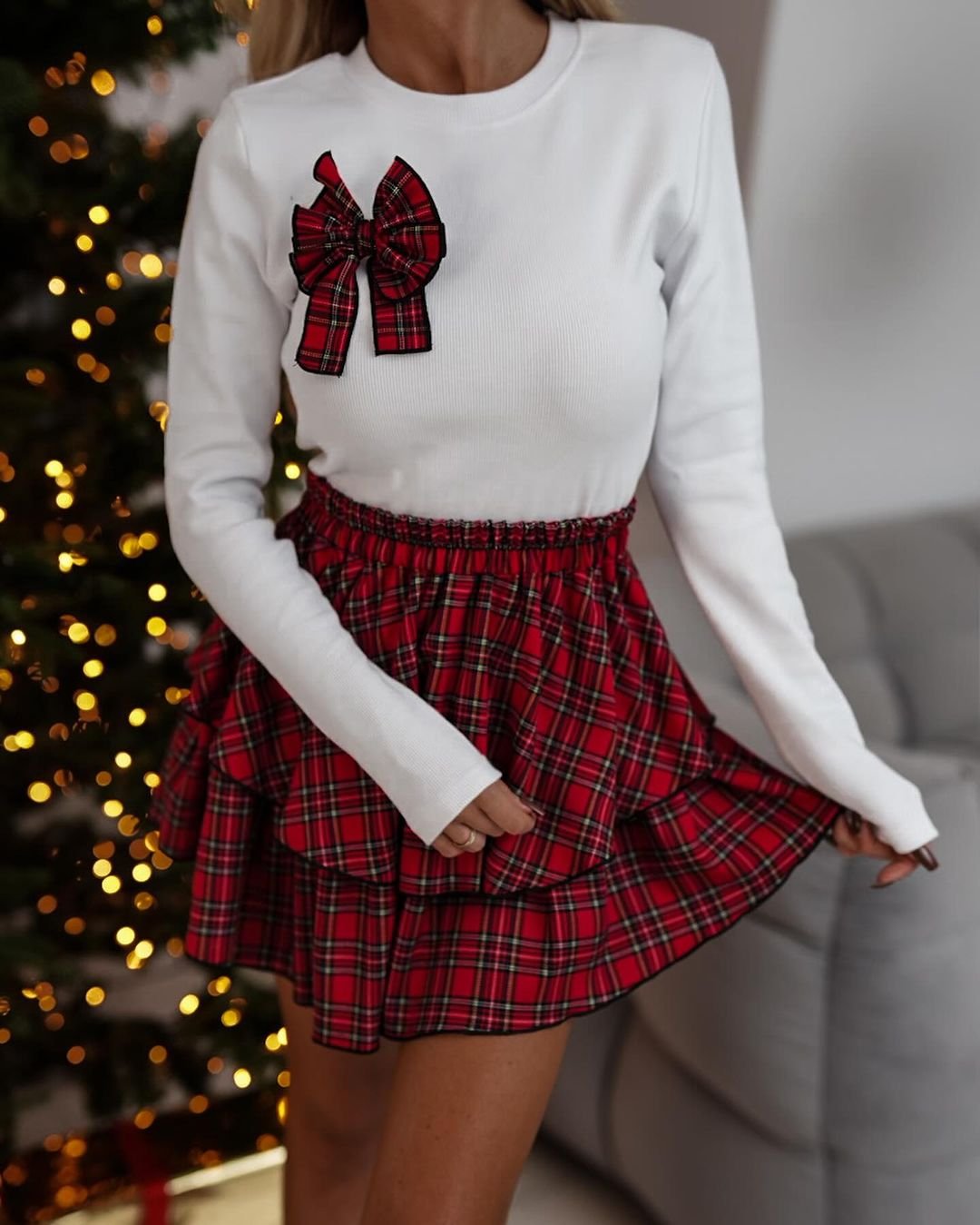 Kadın Dijital Baskılı Dalgıç Kumaş Fıyonk Aksesuarlı Takım