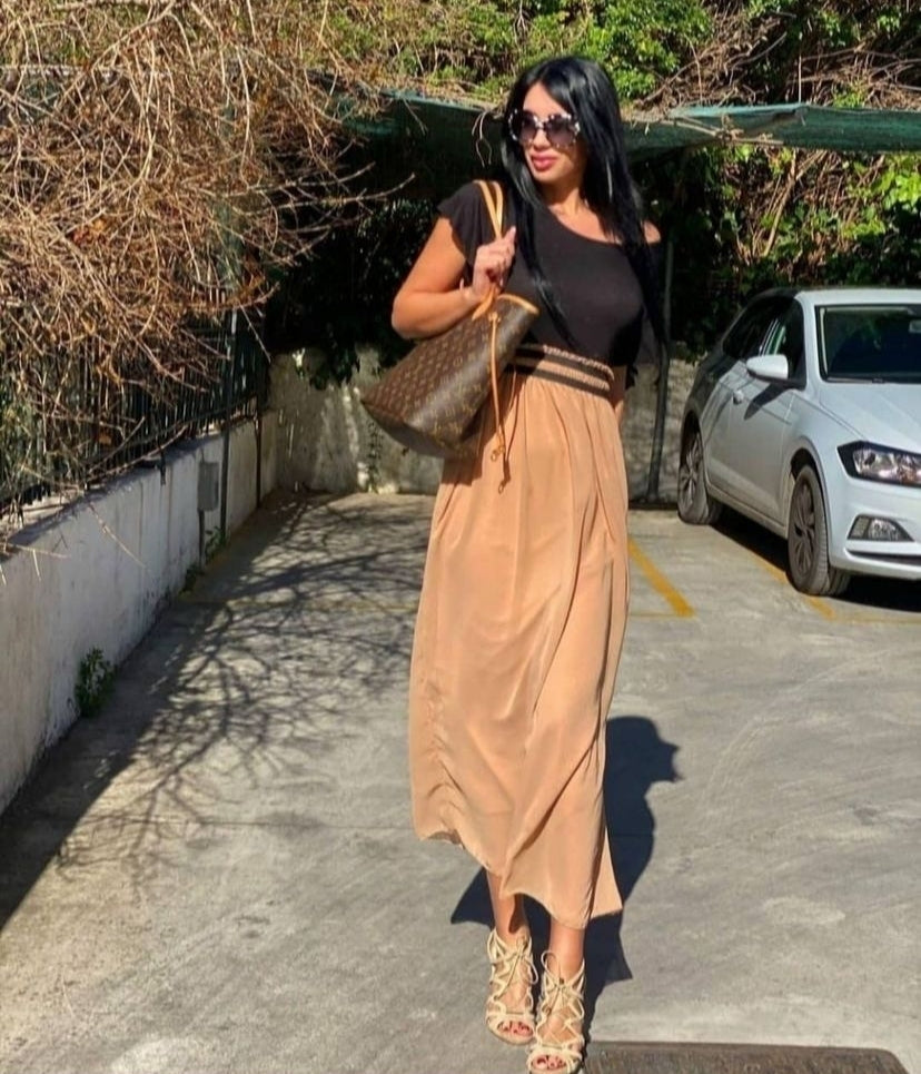 Kadın Kısa Kollu üst Viskon Alt Astarlı şifon Beli Lastikli Elbise