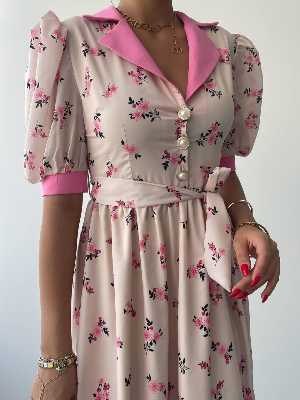 Vesoul Yakalı Midi Boy Elbise