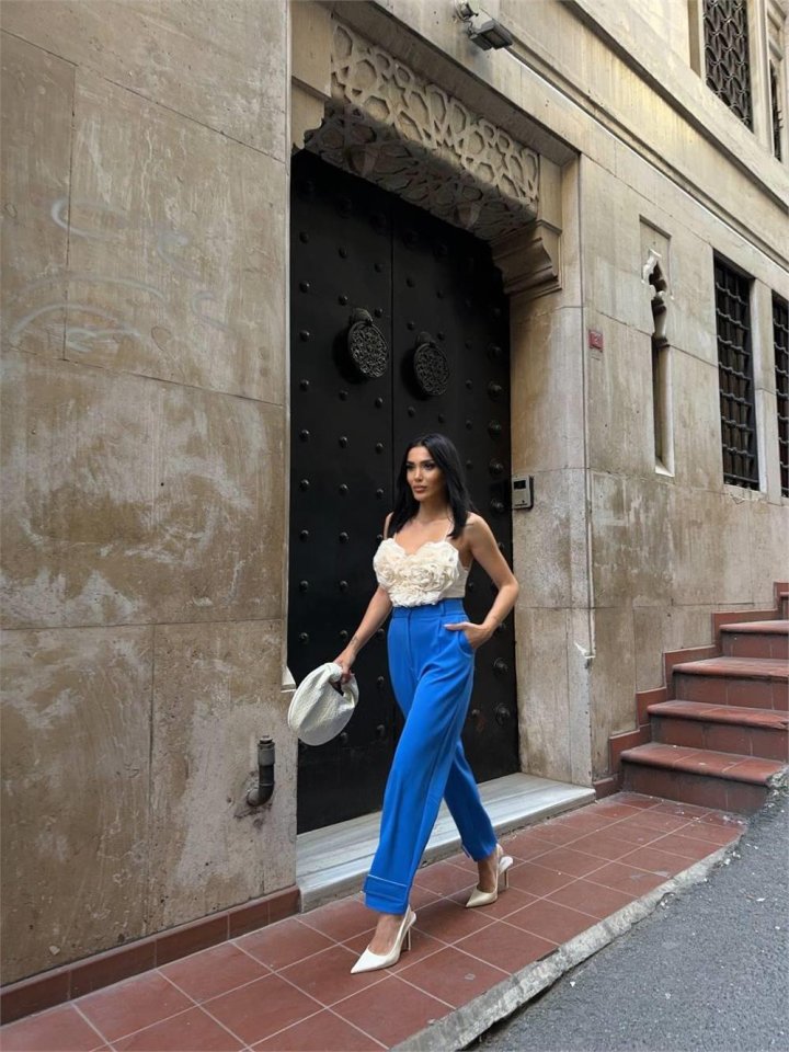 PAÇASI CIRTLI PANTOLON - Mavi