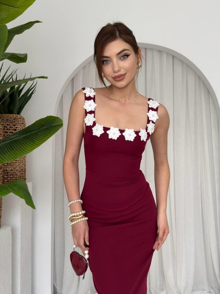 Mıng Çiçek Detaylı Elbise