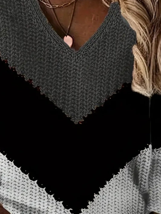 Kadın Uzun Kollu V Yakalı Triko Bluz