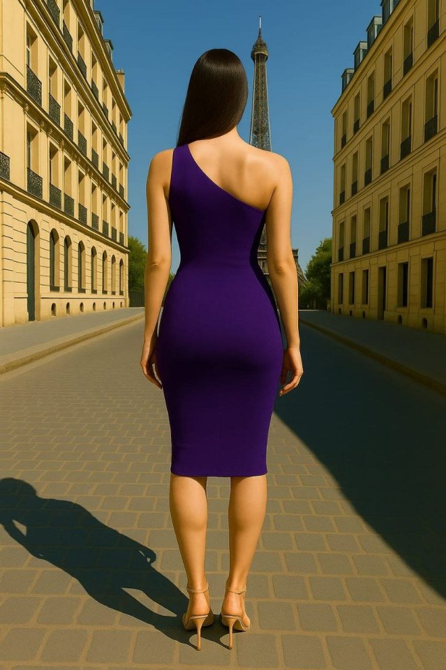 Kadın Sendy Kumaş Tek Omuz Midi Boy Elbise