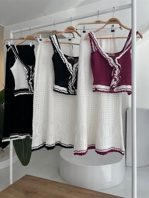 Fırfır Detaylı Uzun Etekli Triko Takım 10115