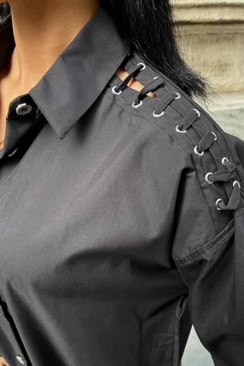 Kuşgözü Ve Biye Detaylı Poplin Gömlek 3419