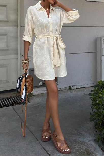 Süzene Nakışlı Ve Gold Düğmeli Elbise 2742