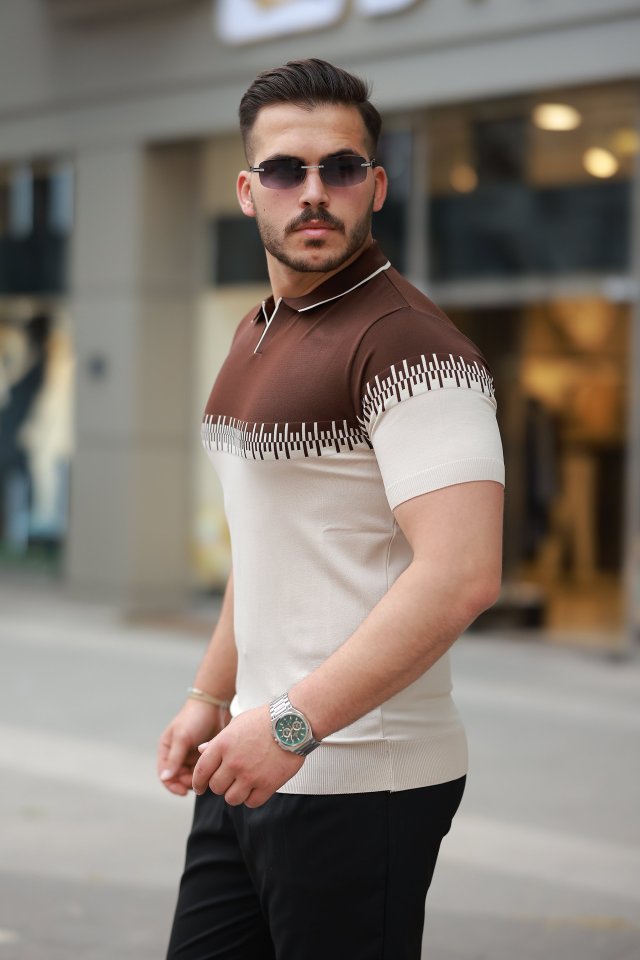 Erkek Hemşire Yaka çift Renk Kısa Kollu Tişört