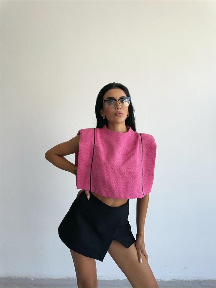 CHANEL VATKALI CROP BLUZ - Fuşya