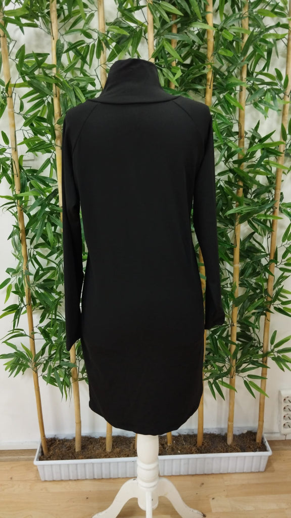 Kadın Uzun Kollu Balıkçı Yaka Düğme Detaylı Kısa şardonlu Dalgıç Elbise