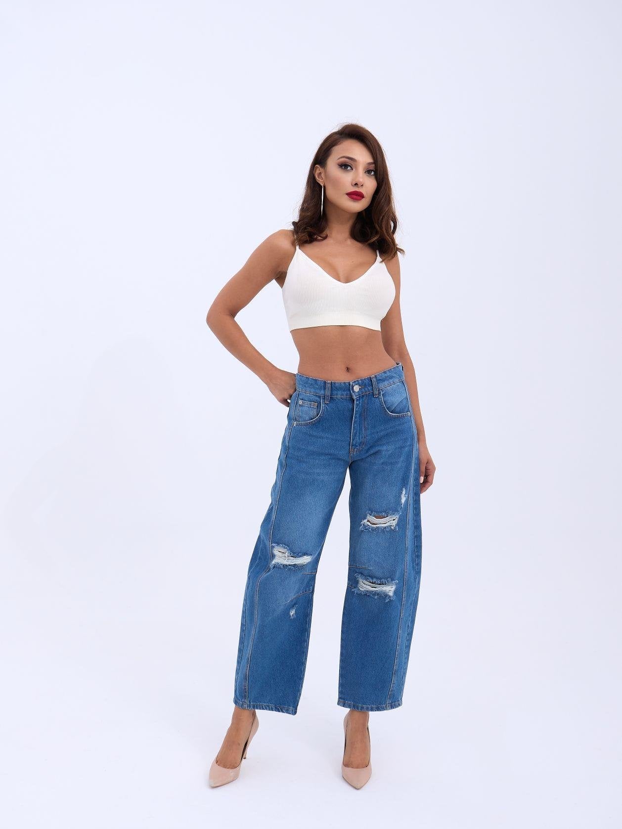 7086 KOT PANTOLON-MAVİ