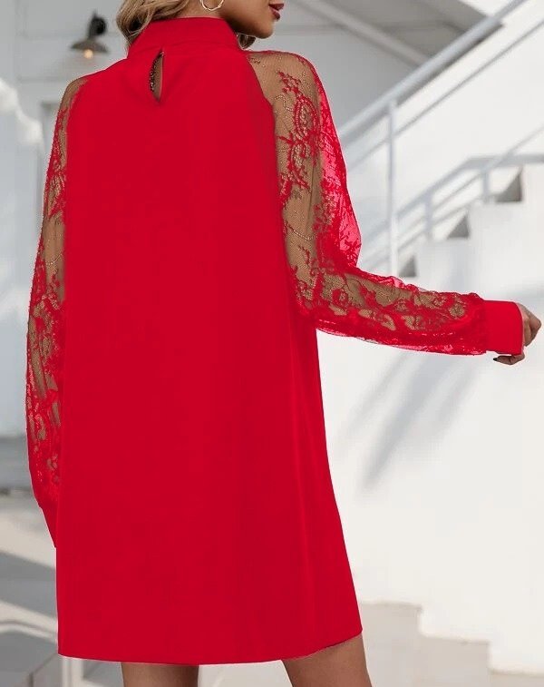 Kadın Uzun Kollu Damla Detaylı Sandy Mini Elbise