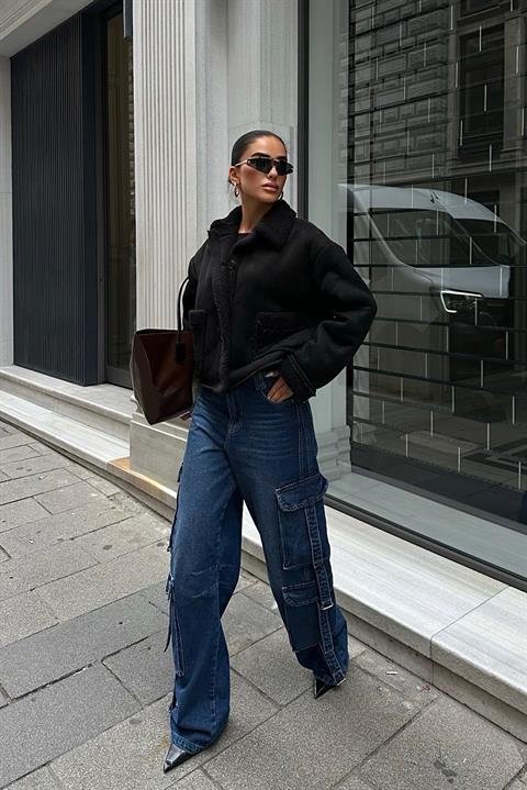 Lolita Uzun Kollu Süet Ceket 6115