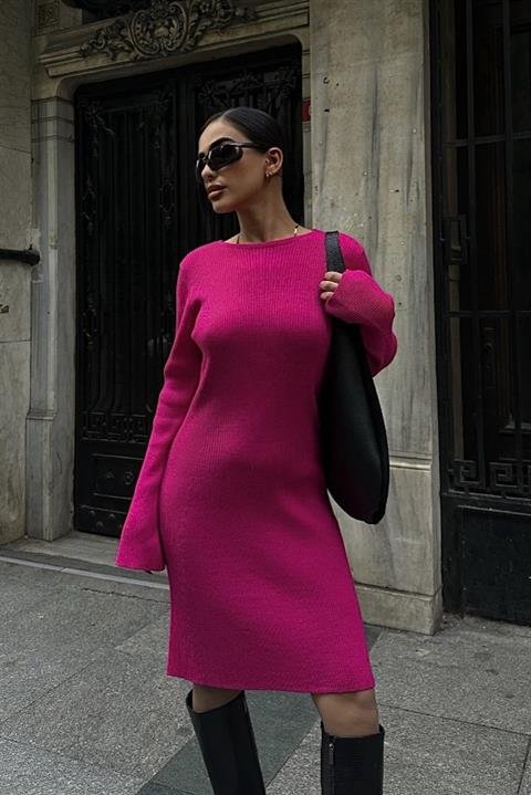 Brigita Sırt Dekolteli Triko Elbise 2532-01