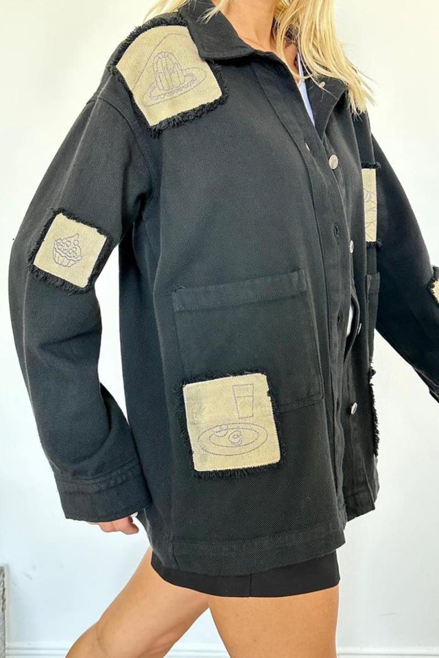 Siyah Gabardin Arma Detaylı Gömlek Ceket