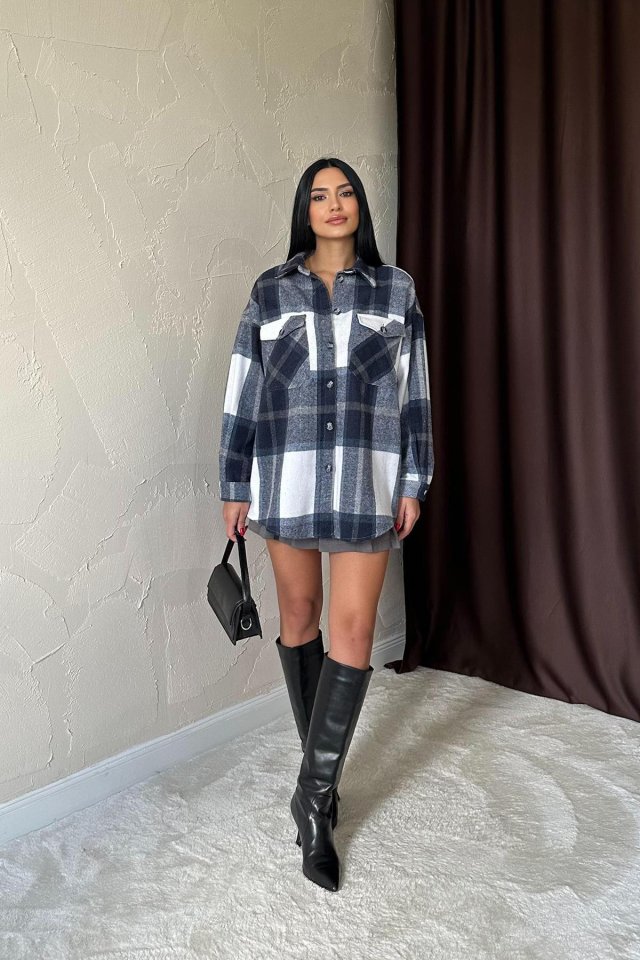 Lacivert Cepli Oduncu Gömlek