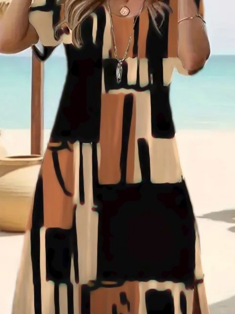 Kadın Kısa Kollu Bisiklet Yaka Süprem Elbise