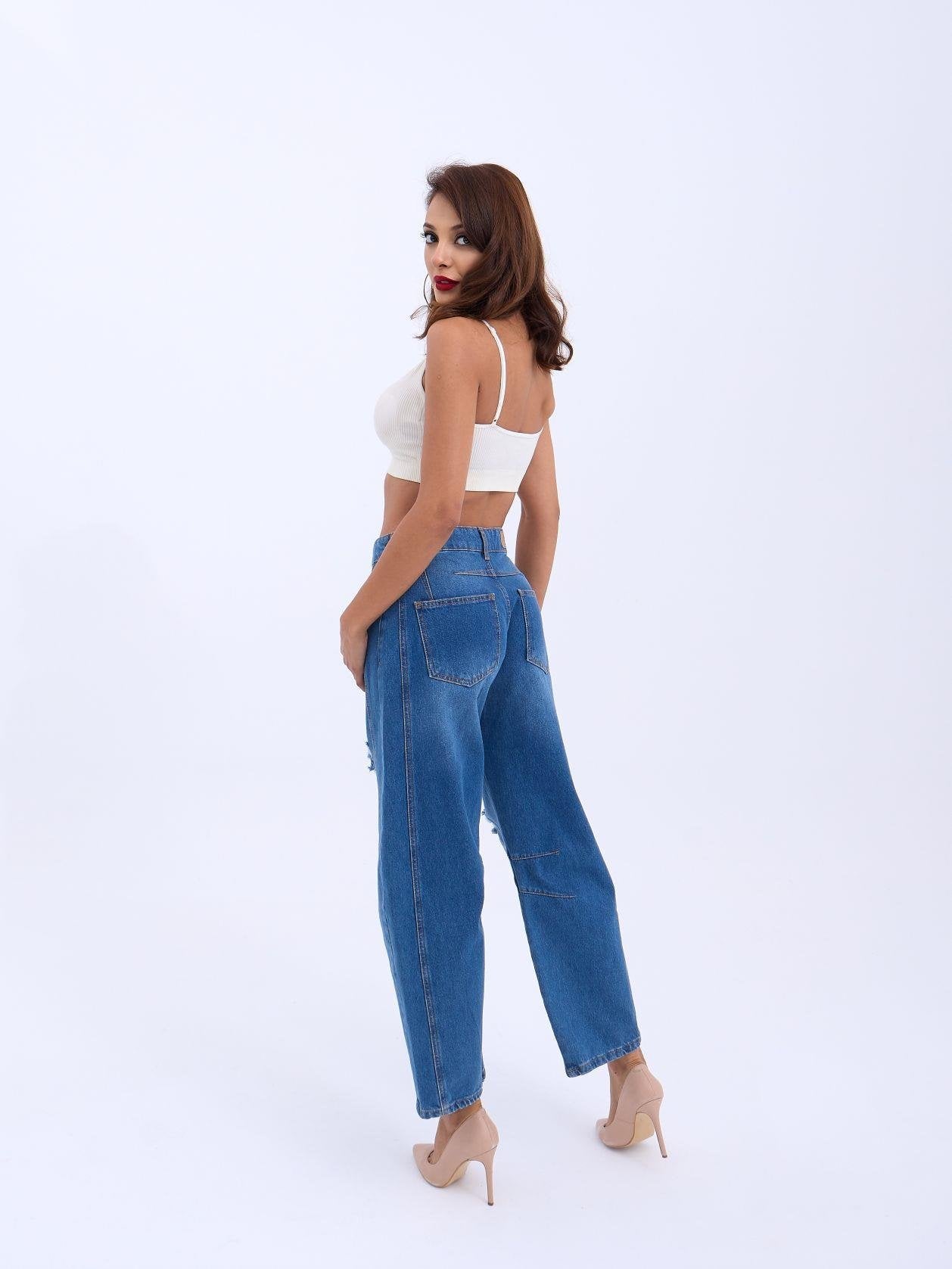 7086 KOT PANTOLON-MAVİ