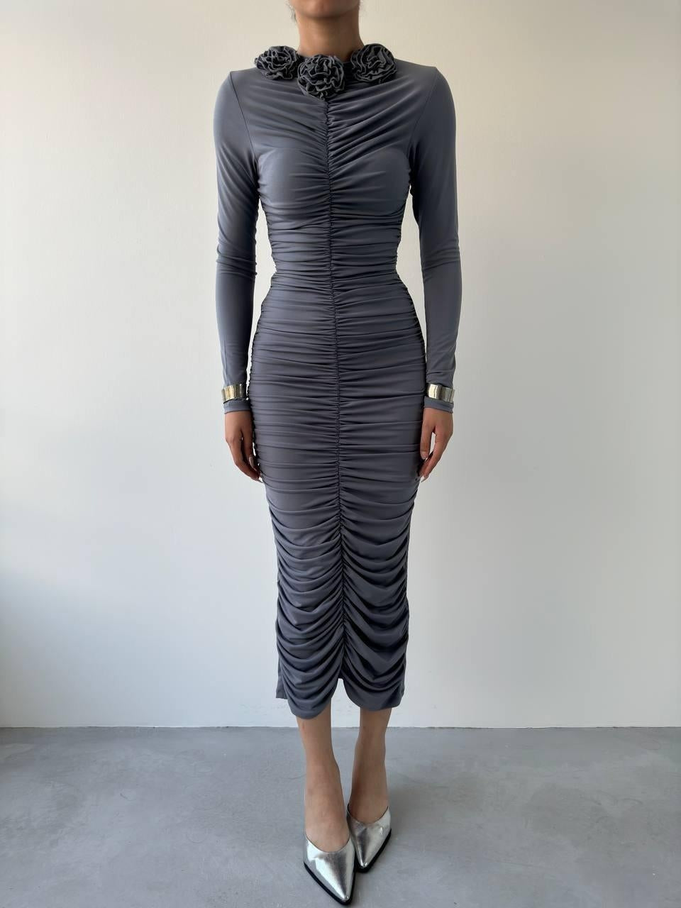 Carlis Gül Yaka Elbise