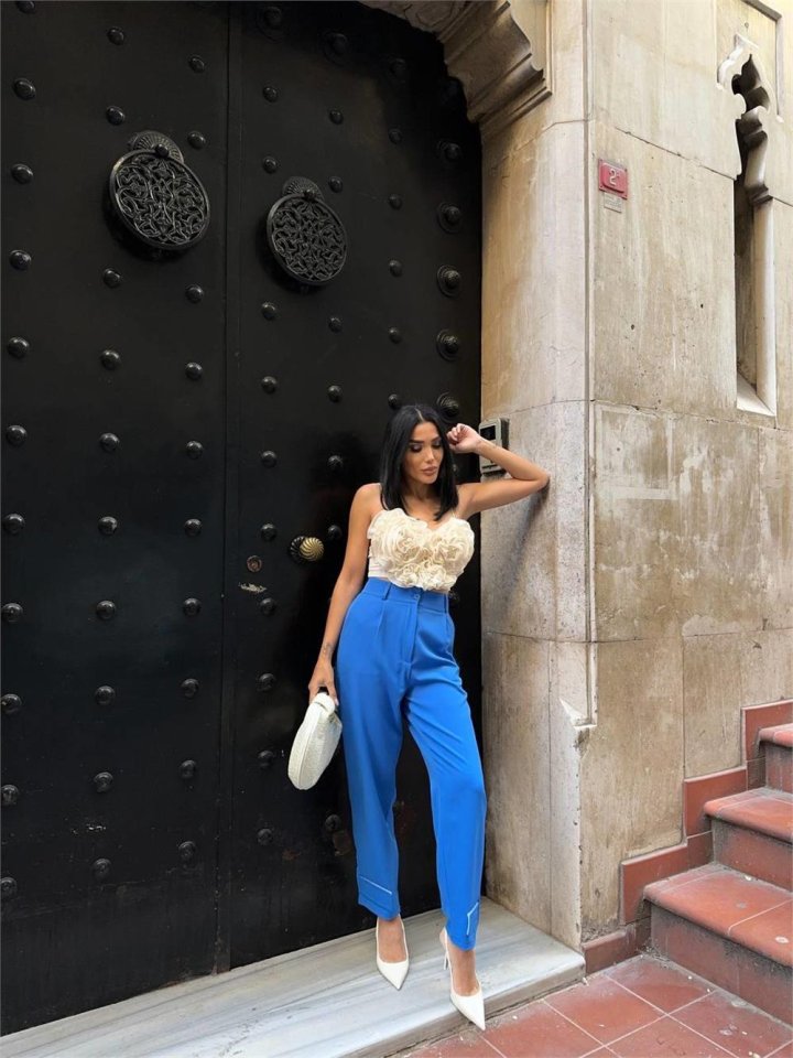 PAÇASI CIRTLI PANTOLON - Mavi