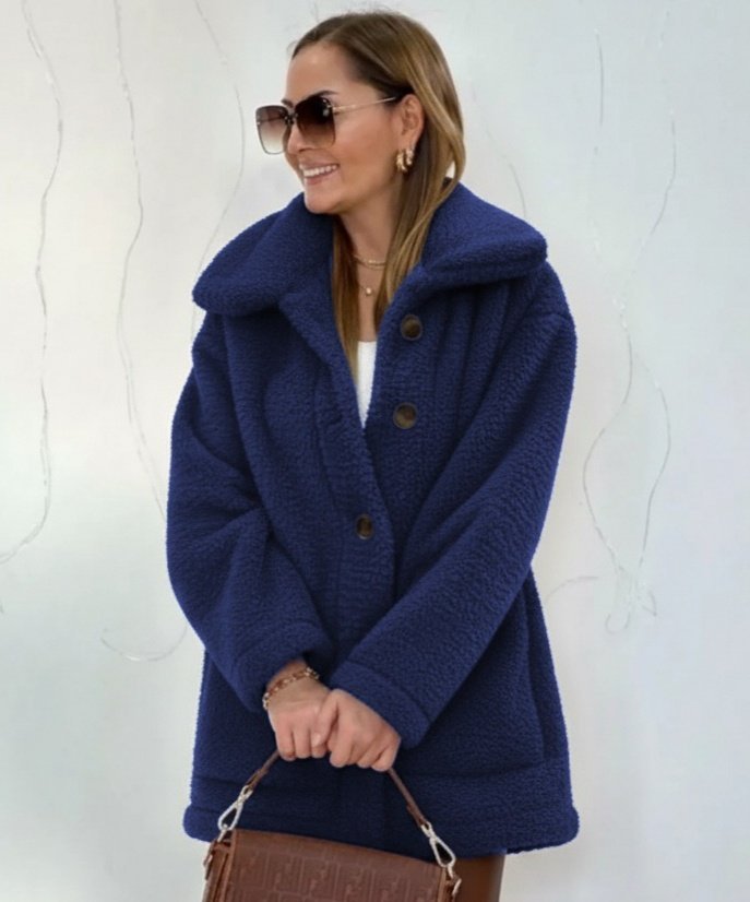 Kadın Uzun Kollu Yakalı önden Düğmeli Welsoft Kaban