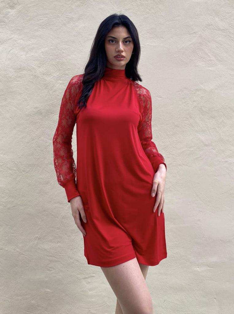 Kadın Uzun Kollu Damla Detaylı Sandy Mini Elbise