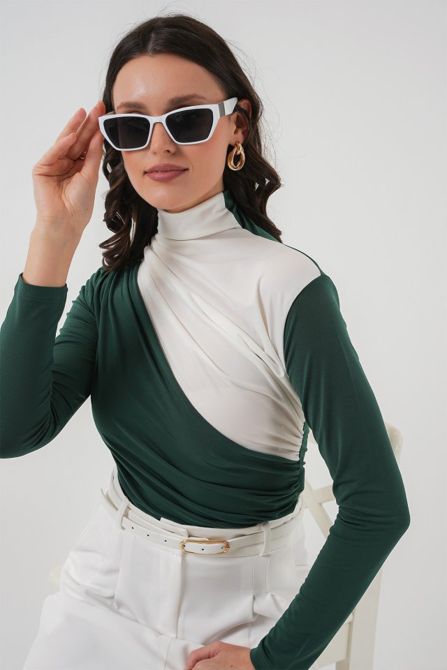 940 Büzgü Detaylı Sandy Bluz - Bordo