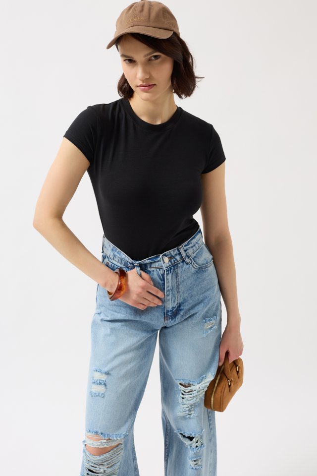 Likralı Basic T-Shirt