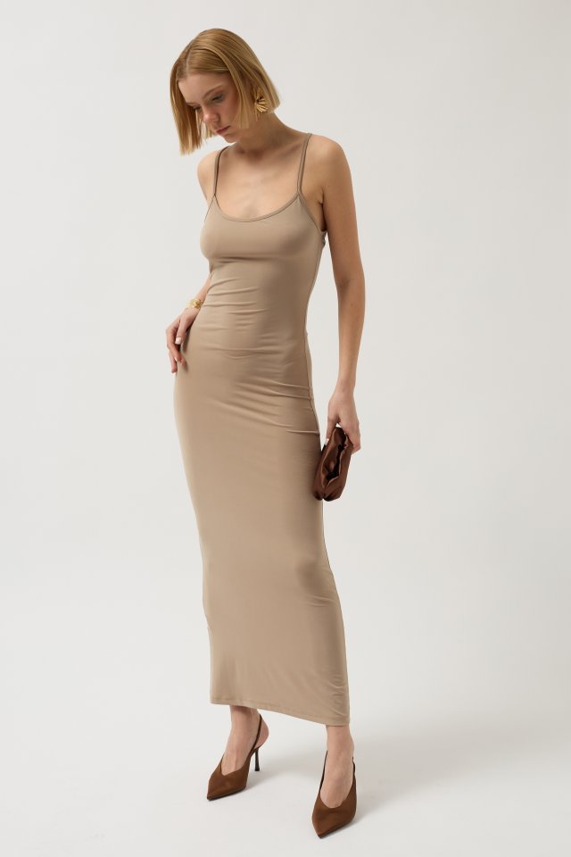 İnce Askılı Maxi Elbise