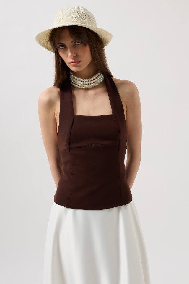 Kalın Askılı Crop Bluz