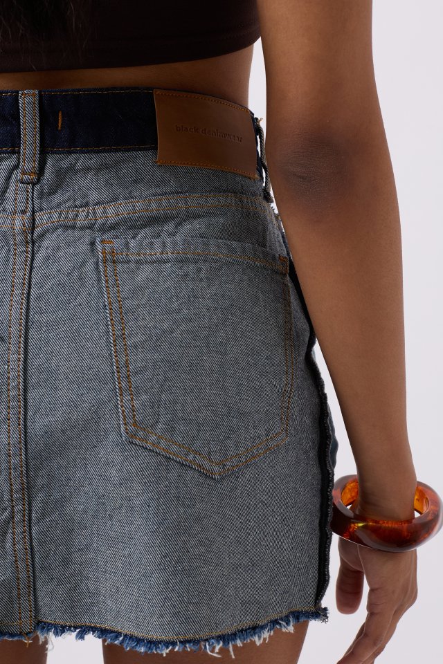 Ters Detay Denim Mini Etek