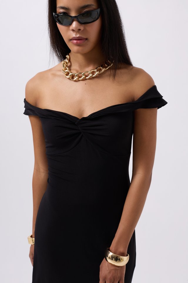 Büzgü Detay Omuz Askılı Mini Elbise