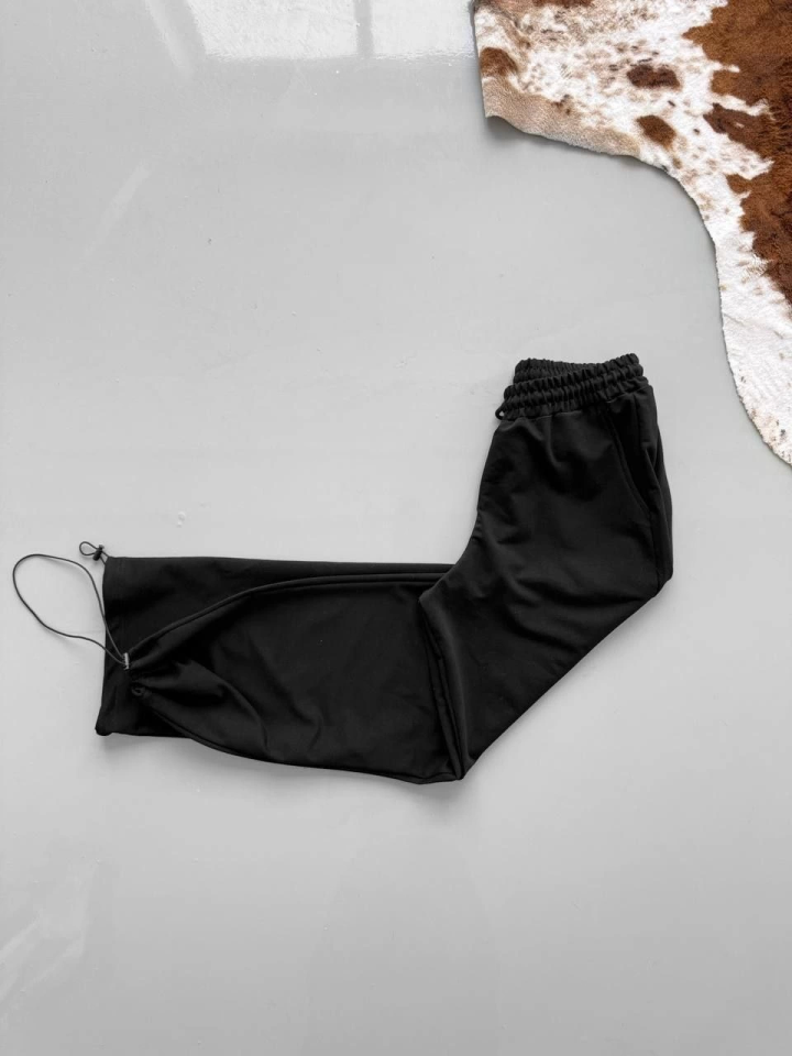 İki İplik Kumaş Baggy Alt Esofman - Siyah