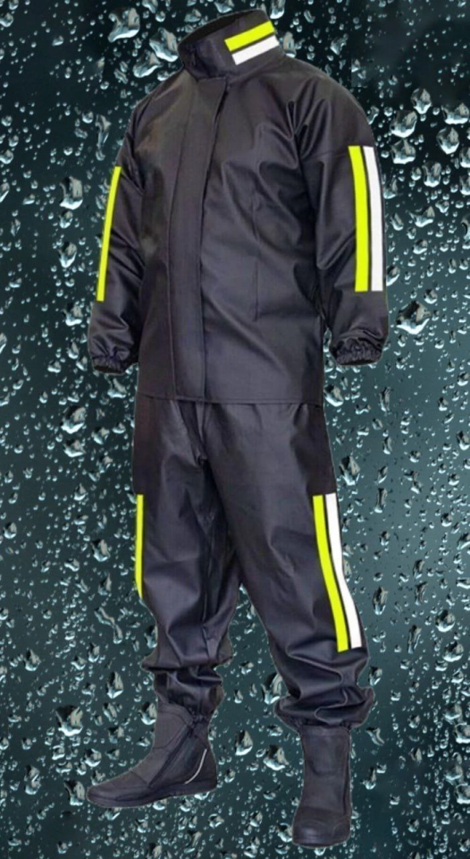 Premium Motorcu Kurye Yağmurluk Takım Su Geçirmez PVC Kumaş Reflektörlü TÜBİTAK Onaylı - Siyah