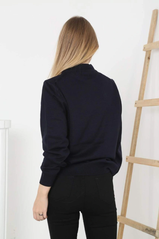 Yarım Boğaz Triko Kazak Yumuşak Dokulu Pamuklu Ince Dokuma, Uzun Kollu Rahat Regular Kalıp - Siyah