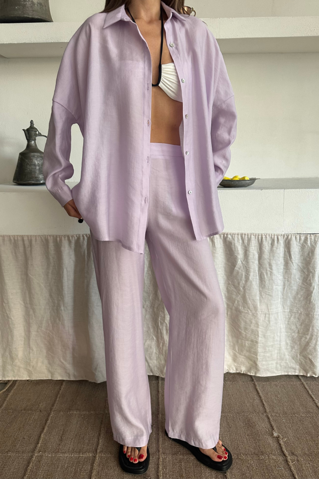 GÖMLEK - PANTOLON TAKIM - Lila