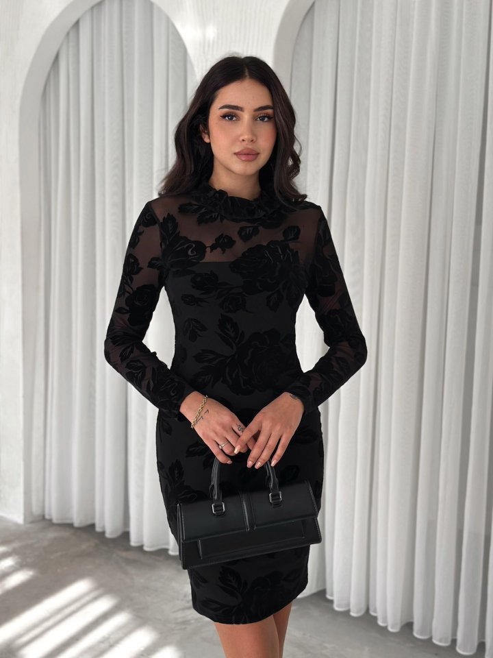 Kadin Dantel Detay Mini Kalem Elbise