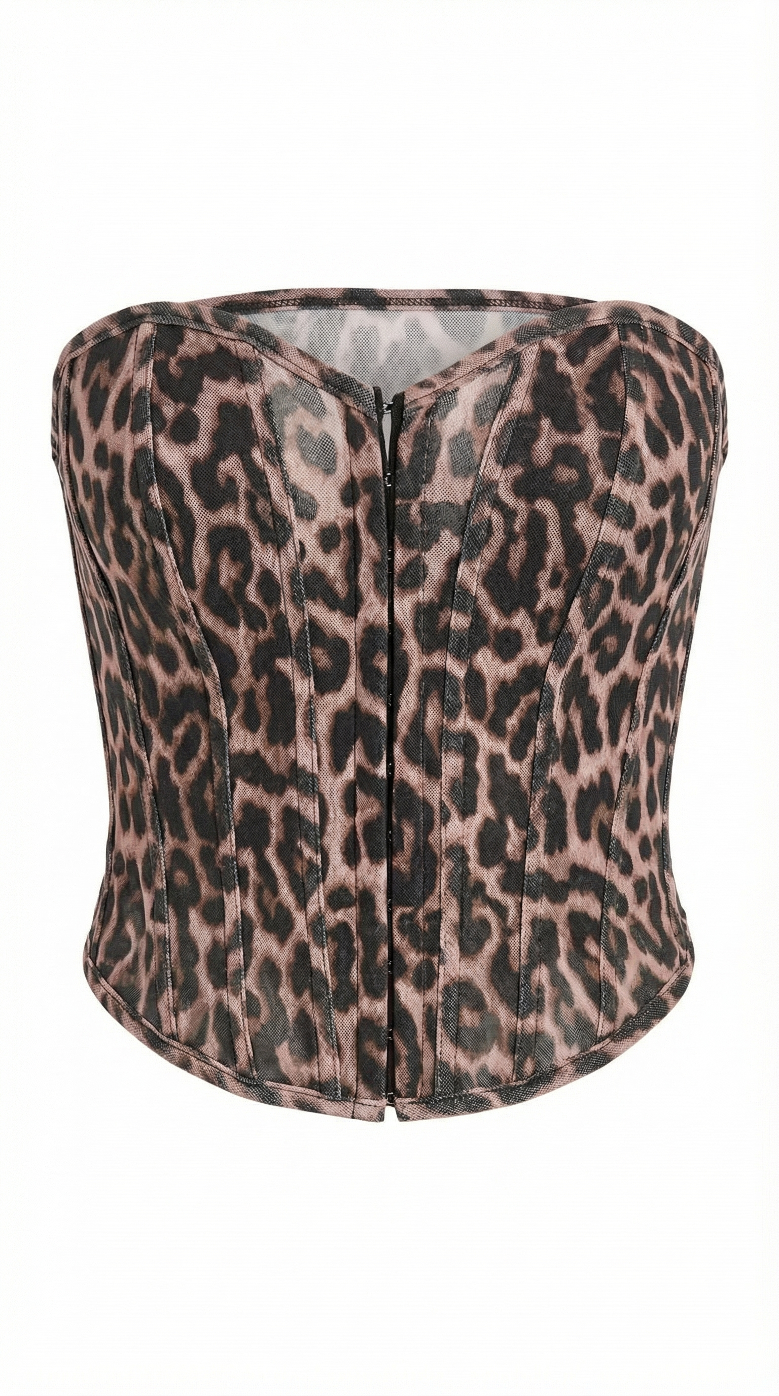 Leopar Desenli Straplez Büstiyer Elbise