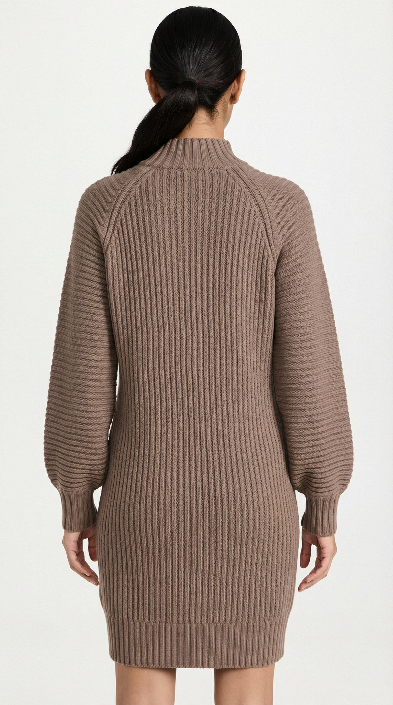 Kahverengi Balıkçı Yaka Triko Mini Elbise