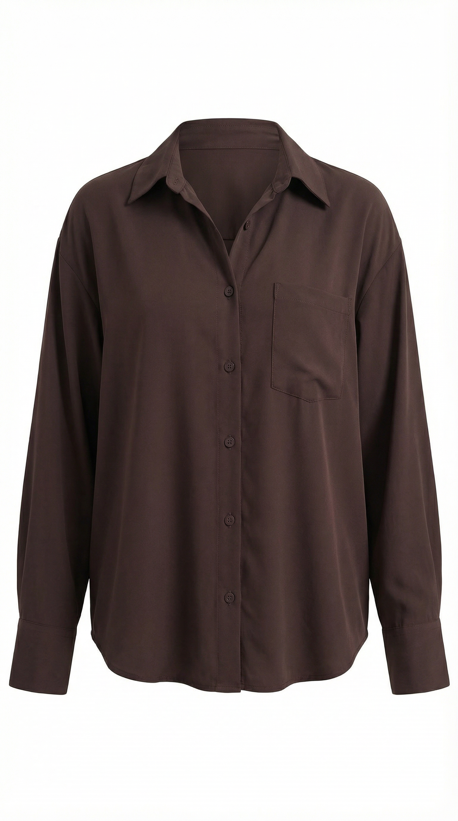 Kahverengi Düşük Omuz Salaş Gömlek