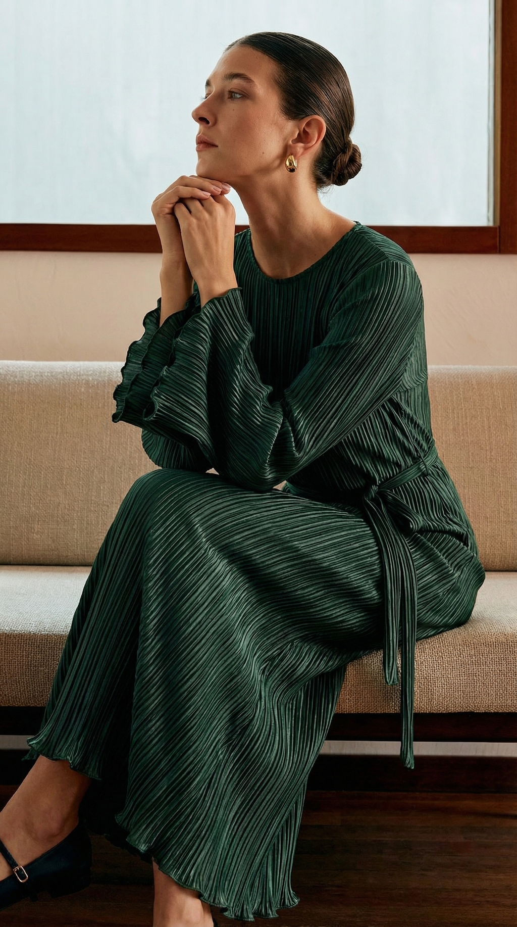 Zümrüt Piliseli İspanyol Kol Elbise