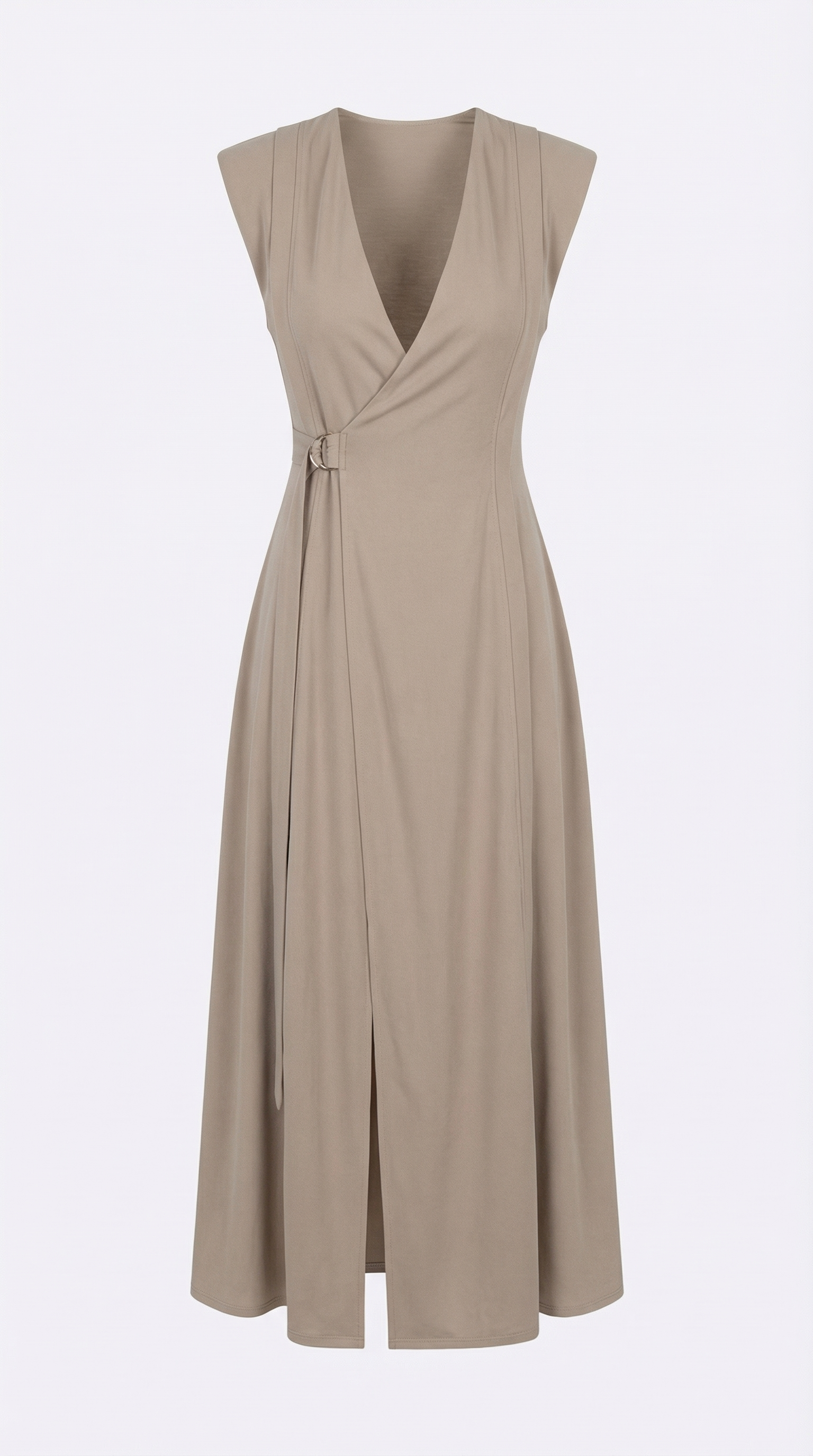 Bej Kruvaze Modal Kolsuz Elbise