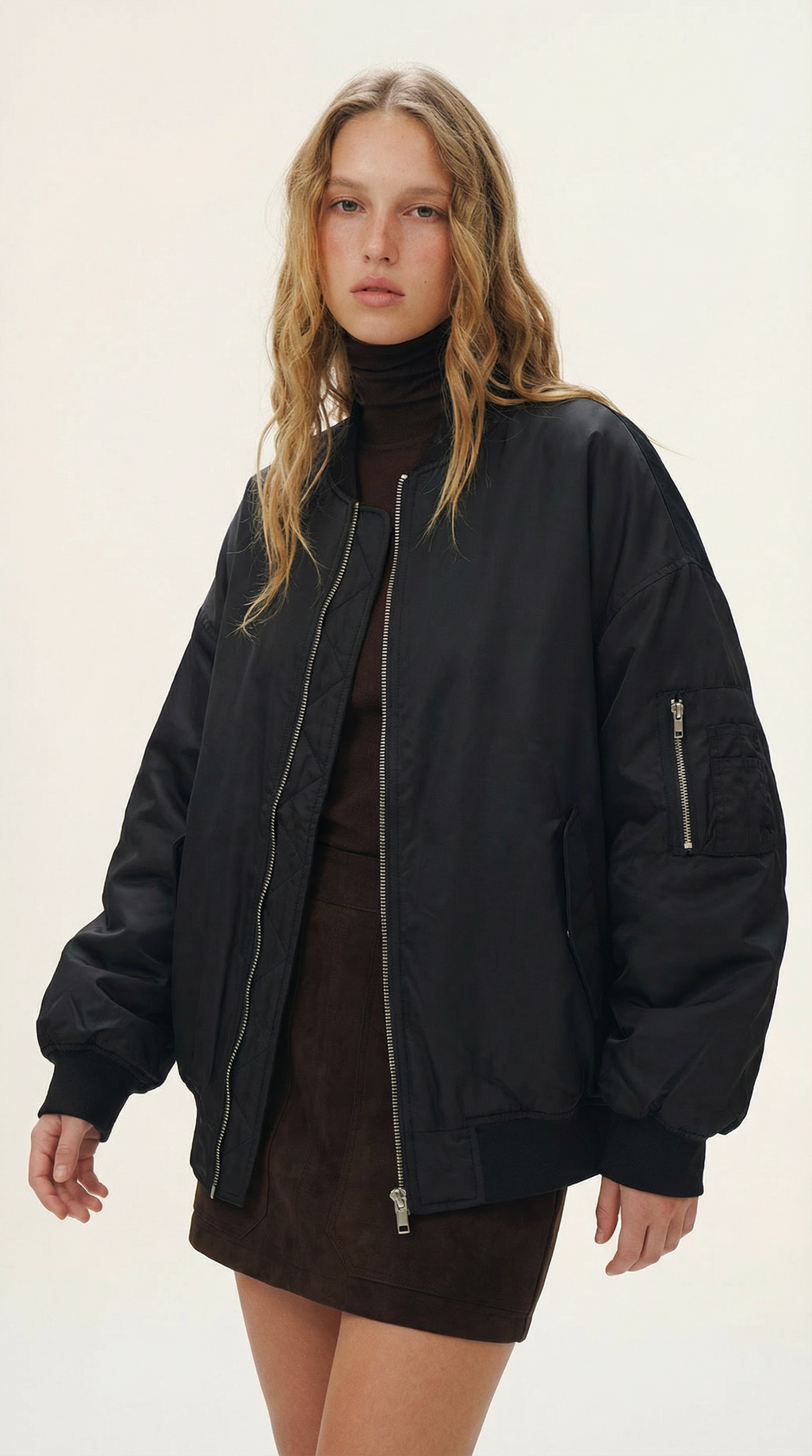 Oversize Siyah Bomber Ceket