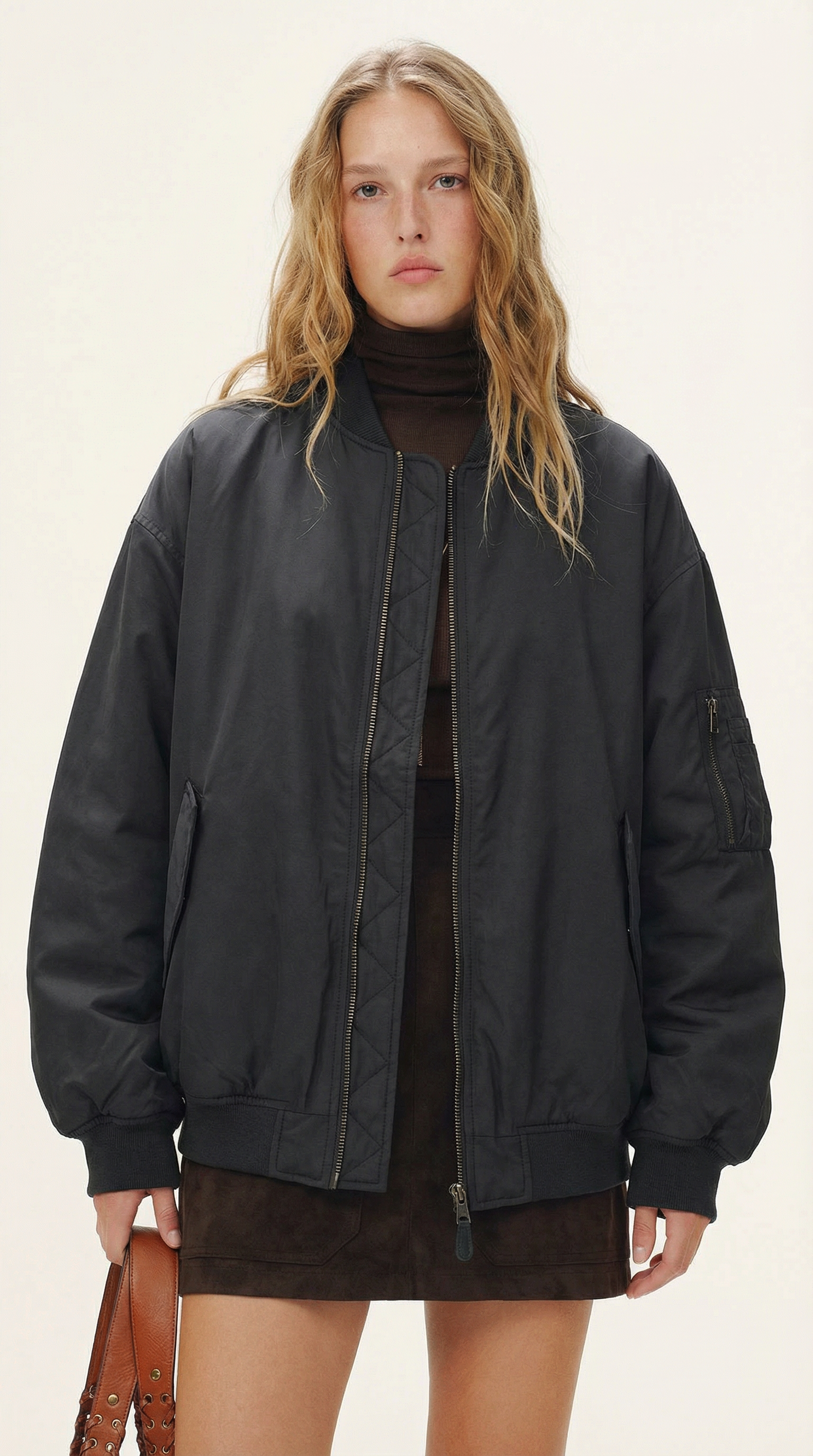 Oversize Siyah Bomber Ceket