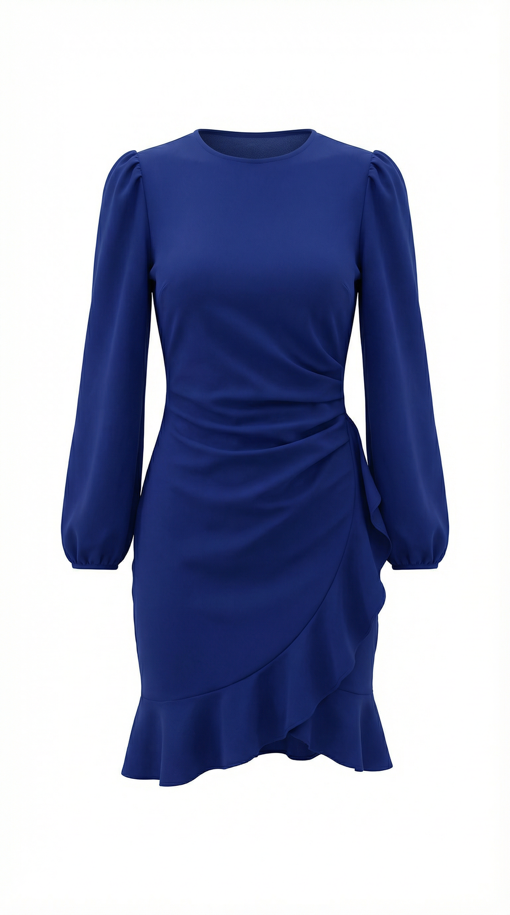 Volan Detaylı Uzun Kollu Krep Mini Elbise